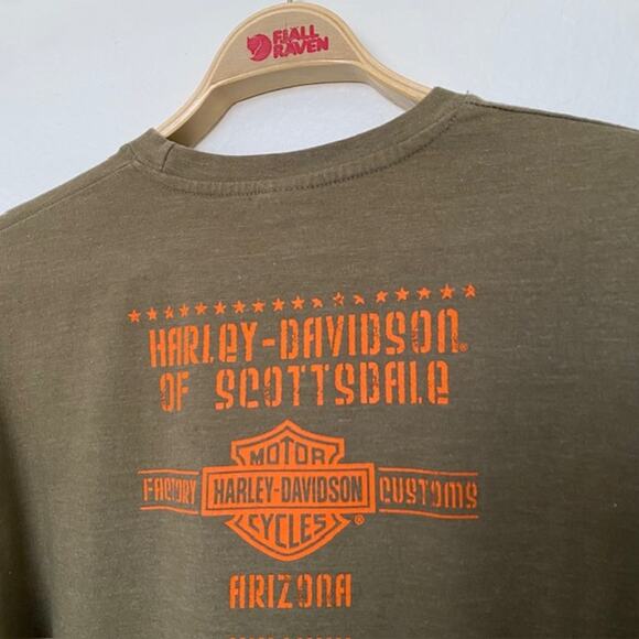Harley Davidson Tee‎ Shirt Long Sleeve Olive Green H-D of Scottsdale Men's Large - Picture 4 of 9